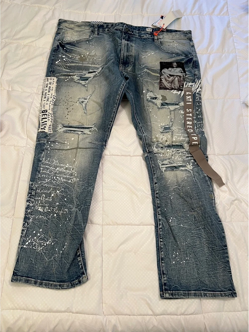 NEW Y2K Smoke Rise 48”x32” distressed jeans graffiti writing